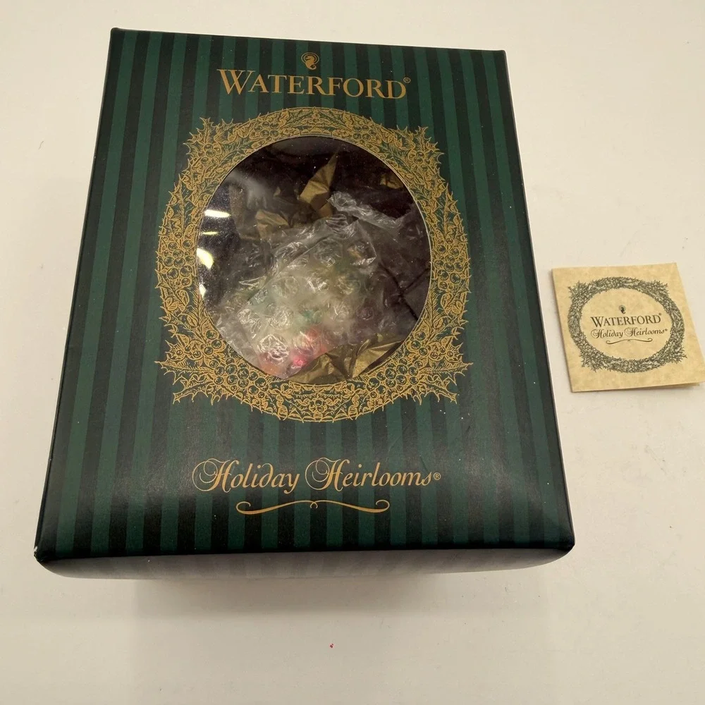 Waterford Holiday Heirlooms 2002 Baby's First Bottle Glass Ornament Teddy Bear